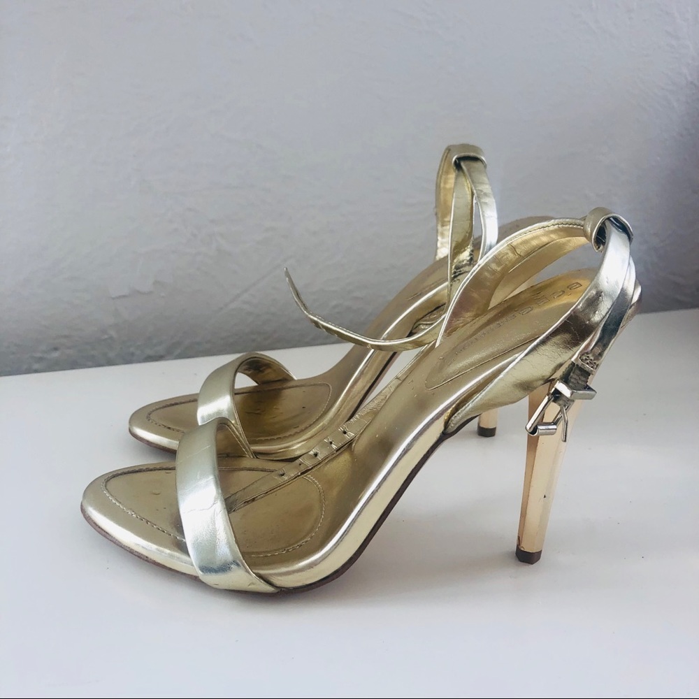 BCBG | Rockie Open Toe Ankle Strap Gold Heels - Picture 5 of 7